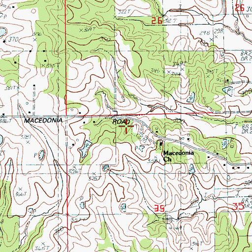 Topographic Map of Macedonia Cemetery, AR