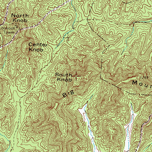 Topographic Map of South Knob, KY