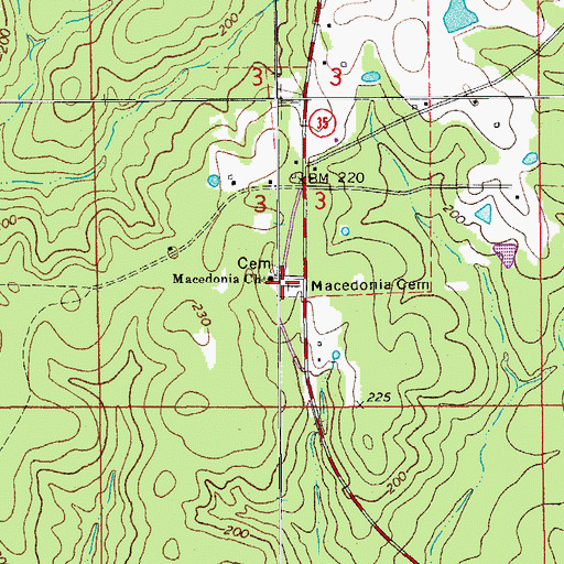Topographic Map of Macedonia Cemetery, AR