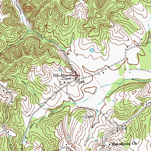 Topographic Map of Southard Cemetery, KY