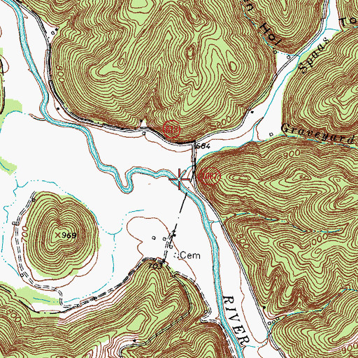 Topographic Map of Spaas Creek, KY