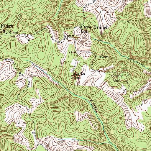 Topographic Map of Sparks Cemetery, KY