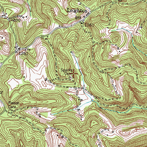 Topographic Map of Sparks Cemetery, KY