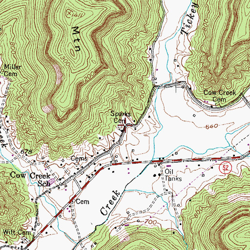 Topographic Map of Sparks Cemetery, KY