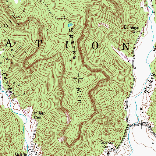 Topographic Map of Sparks Mountain, KY