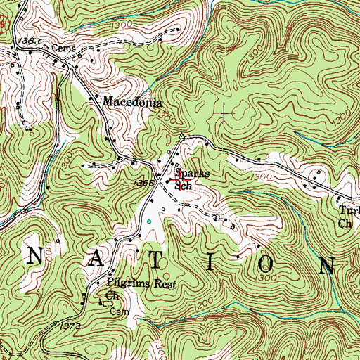 Topographic Map of Sparks School, KY
