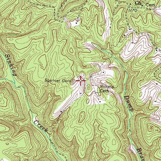 Topographic Map of Spencer Cemetery, KY