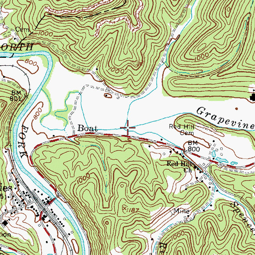 Topographic Map of Spencer Creek, KY