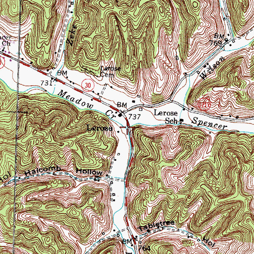 Topographic Map of Spencer Fork, KY