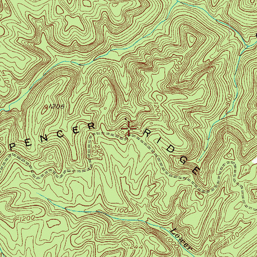 Topographic Map of Spencer Ridge, KY