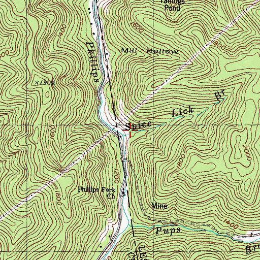Topographic Map of Spice Lick Branch, KY