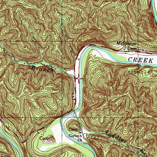 Topographic Map of Spivey Branch, KY