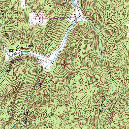 Topographic Map of Spring Branch, KY