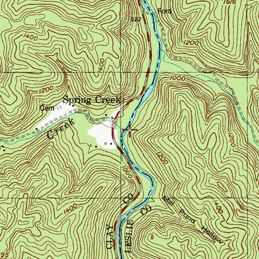 Topographic Map of Spring Creek, KY
