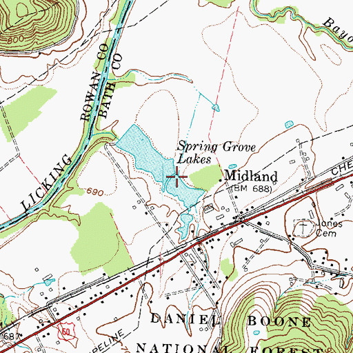 Topographic Map of Spring Grove Lakes, KY