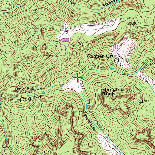Topographic Map of Spruce Creek, KY