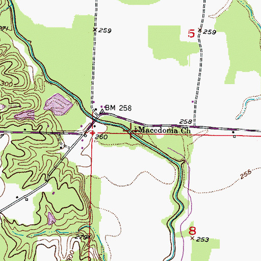 Topographic Map of Macedonia Church, AR