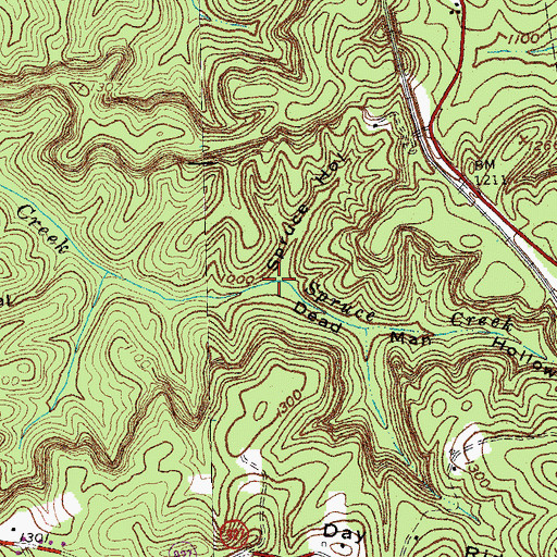Topographic Map of Spruce Hollow, KY