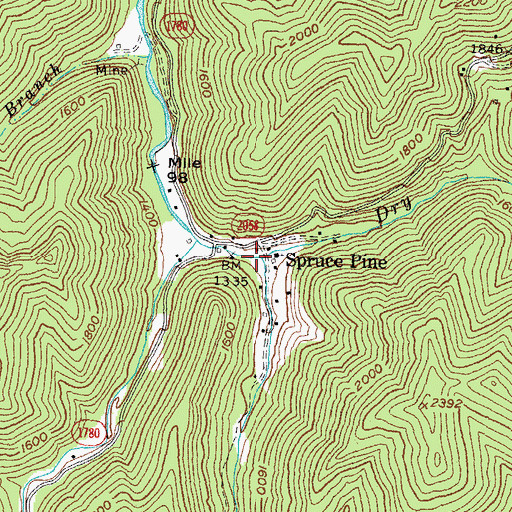 Topographic Map of Spruce Pine, KY