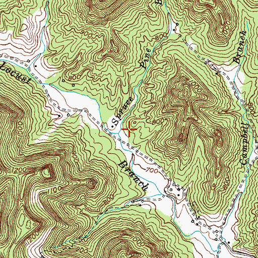 Topographic Map of Spruce Pine Branch, KY