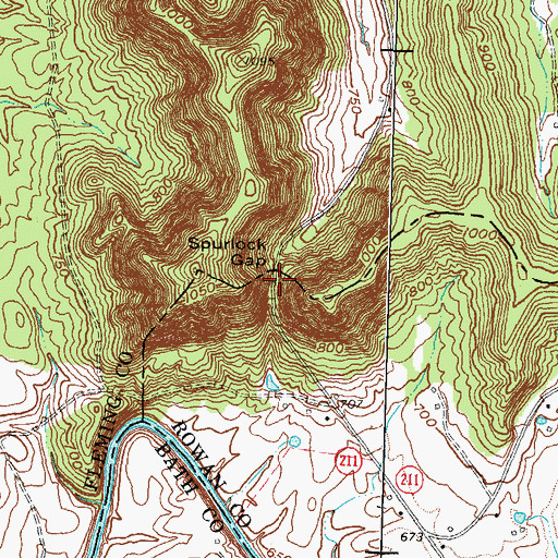 Topographic Map of Spurlock Gap, KY