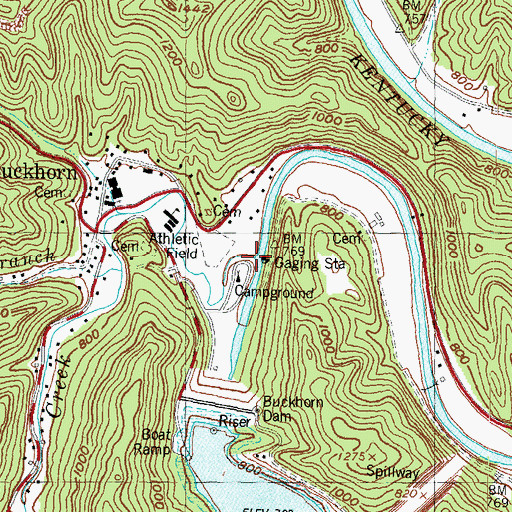 Topographic Map of Squabble Creek, KY