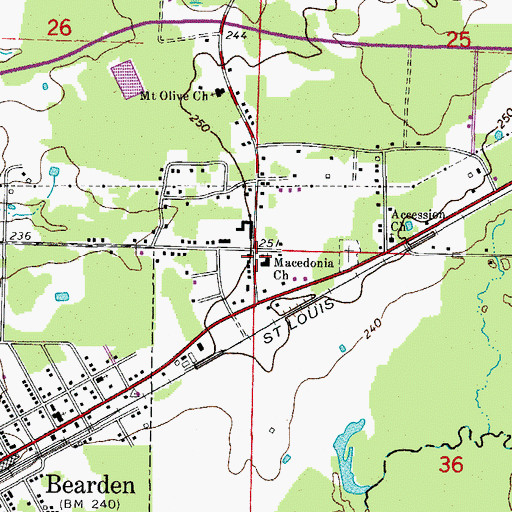 Topographic Map of Macedonia Church, AR