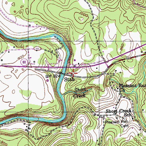Topographic Map of Stab, KY