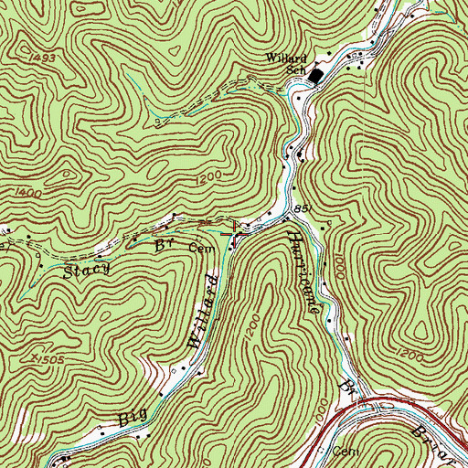 Topographic Map of Stacy Branch, KY