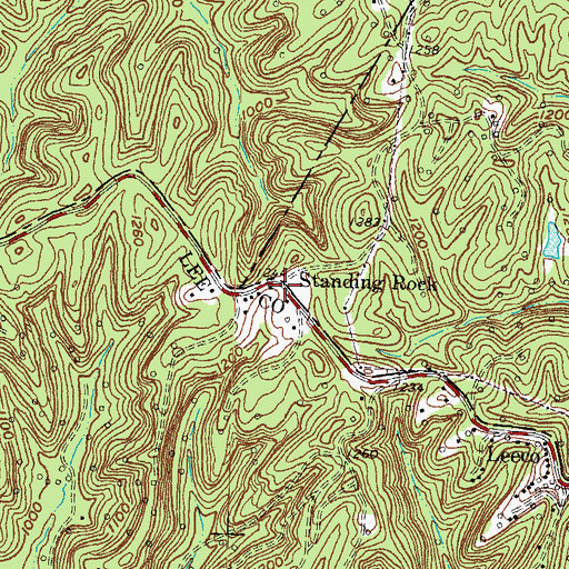 Topographic Map of Standing Rock, KY