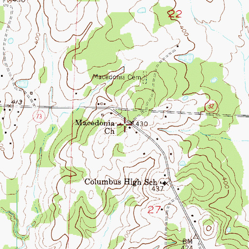 Topographic Map of Macedonia Church, AR