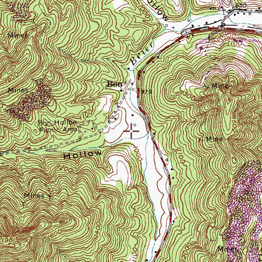 Topographic Map of Staniford Hollow, KY