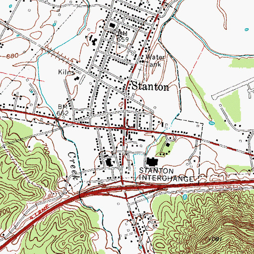 Topographic Map of Stanton, KY