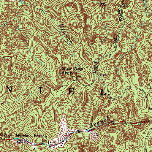 Topographic Map of Star Gap Arch, KY