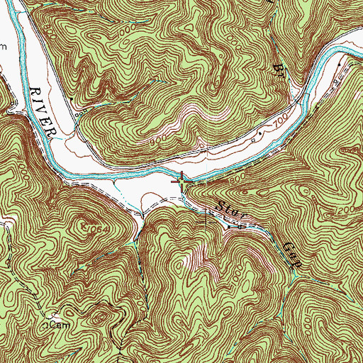 Topographic Map of Star Gap Branch, KY
