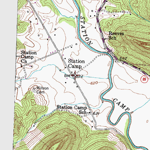 Topographic Map of Station Camp, KY