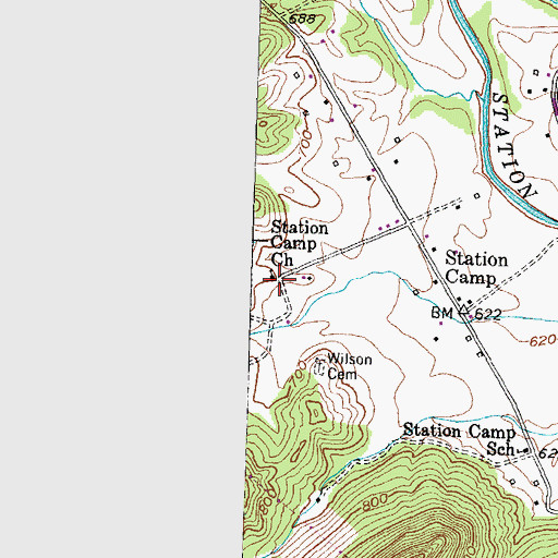 Topographic Map of Station Camp Church, KY