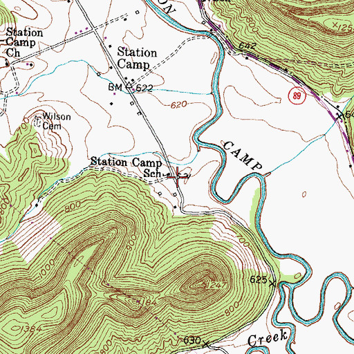 Topographic Map of Station Camp School, KY