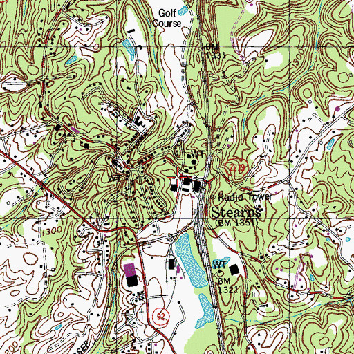 Topographic Map of Stearns, KY