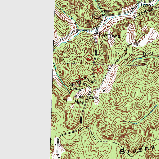 Topographic Map of Stelle Cemeteries, KY