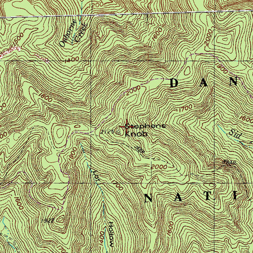 Topographic Map of Stephens Knob, KY