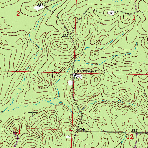 Topographic Map of Macedonia Church, AR