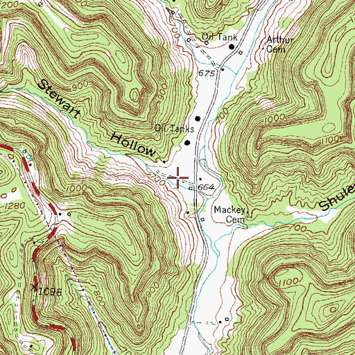 Topographic Map of Stewart Hollow, KY