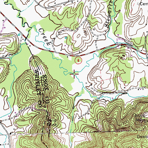 Topographic Map of Stewarts Creek, KY