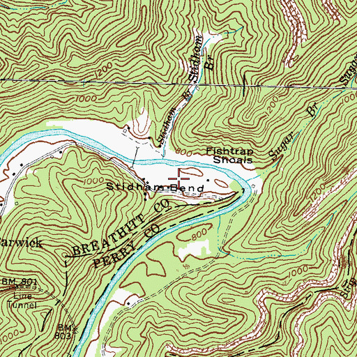 Topographic Map of Stidham Bend, KY
