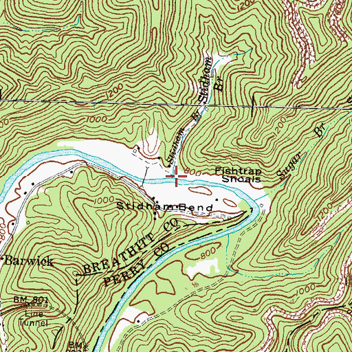 Topographic Map of Stidham Branch, KY