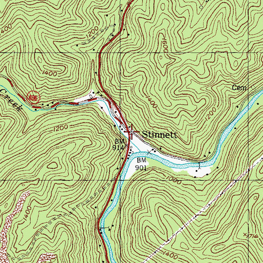 Topographic Map of Stinnett, KY