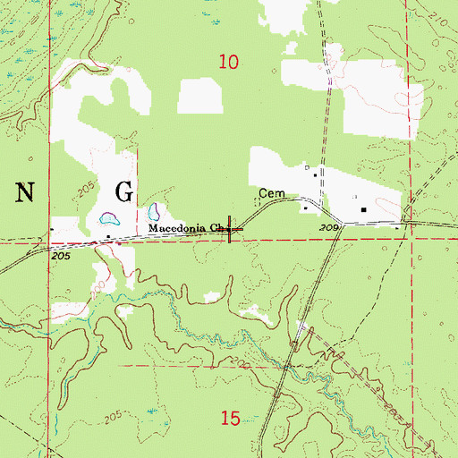 Topographic Map of Macedonia Church, AR
