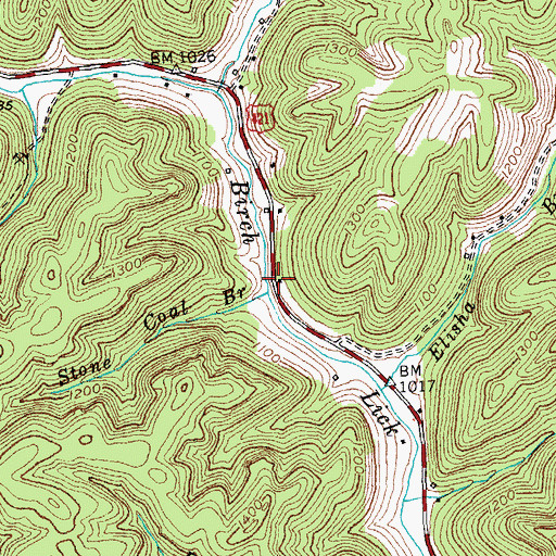 Topographic Map of Stone Coal Branch, KY