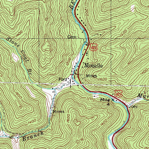 Topographic Map of Stone Coal Branch, KY